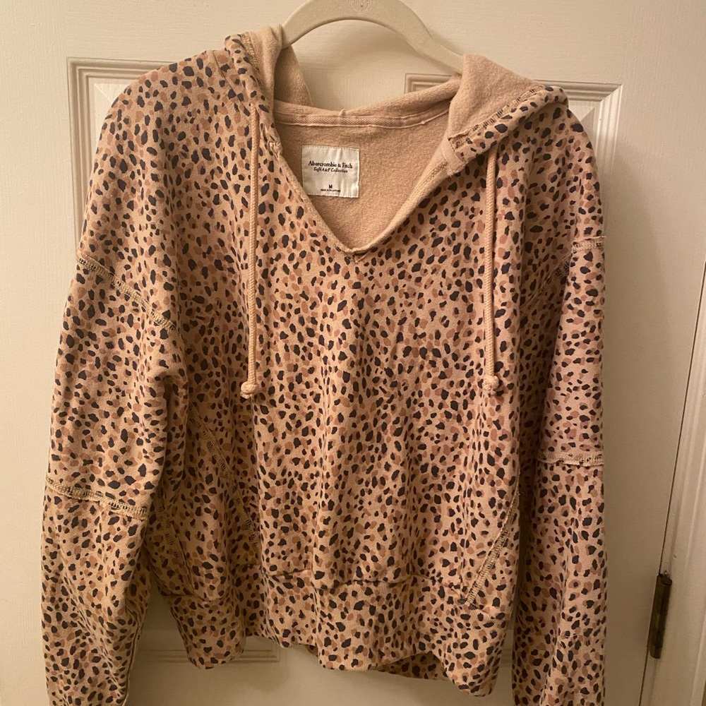 Leopard Print A&F Cropped Sweatshirt